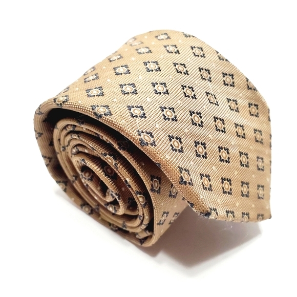 Jos. A. Bank Necktie Tan Geometric Pattern Silk Neck Tie Heritage Collec… - Picture 1 of 5